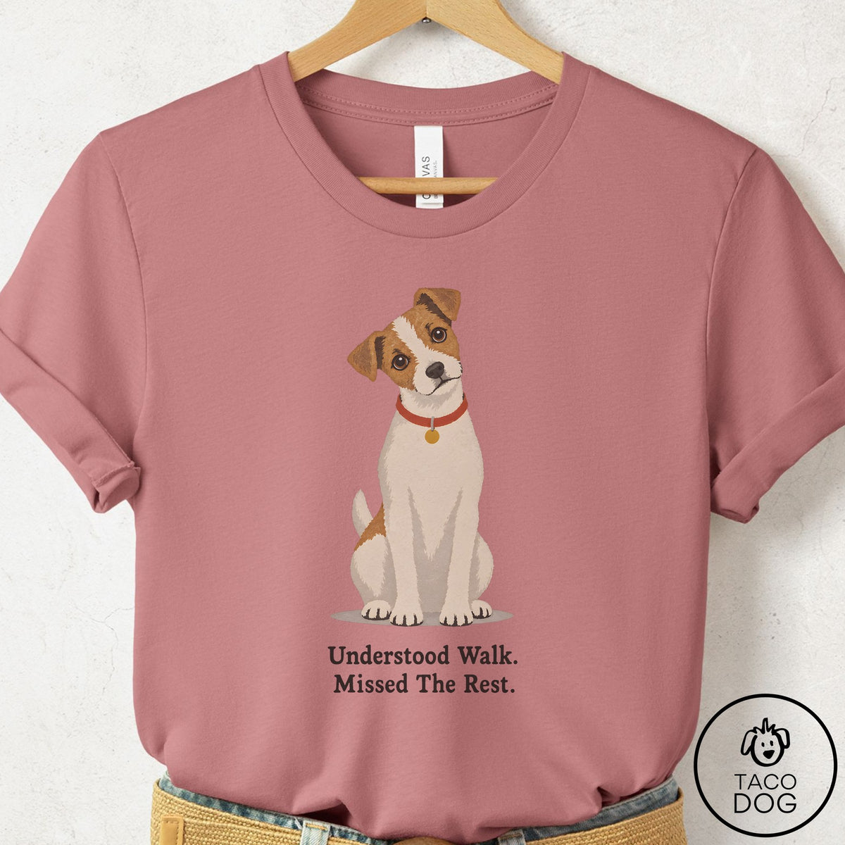 Jack Russell Understood Walk T-Shirt Mauve Taco-Dog