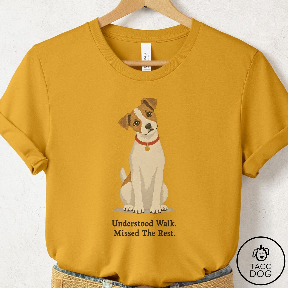 Jack Russell Understood Walk T-Shirt Mustard Taco-Dog