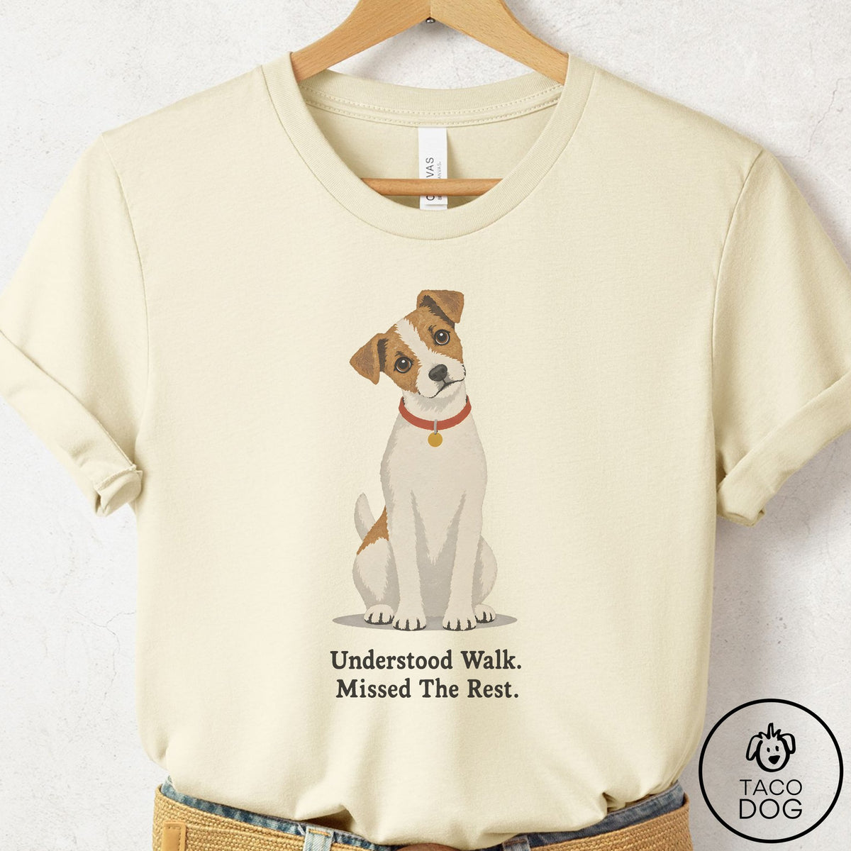 Jack Russell Understood Walk T-Shirt Natural Taco-Dog