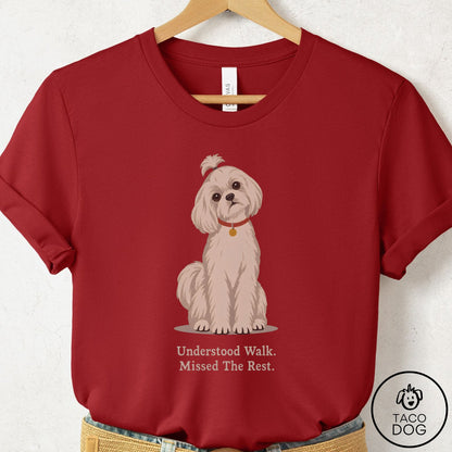 Maltese Understood Walk T-Shirt Canvas Red Taco-Dog