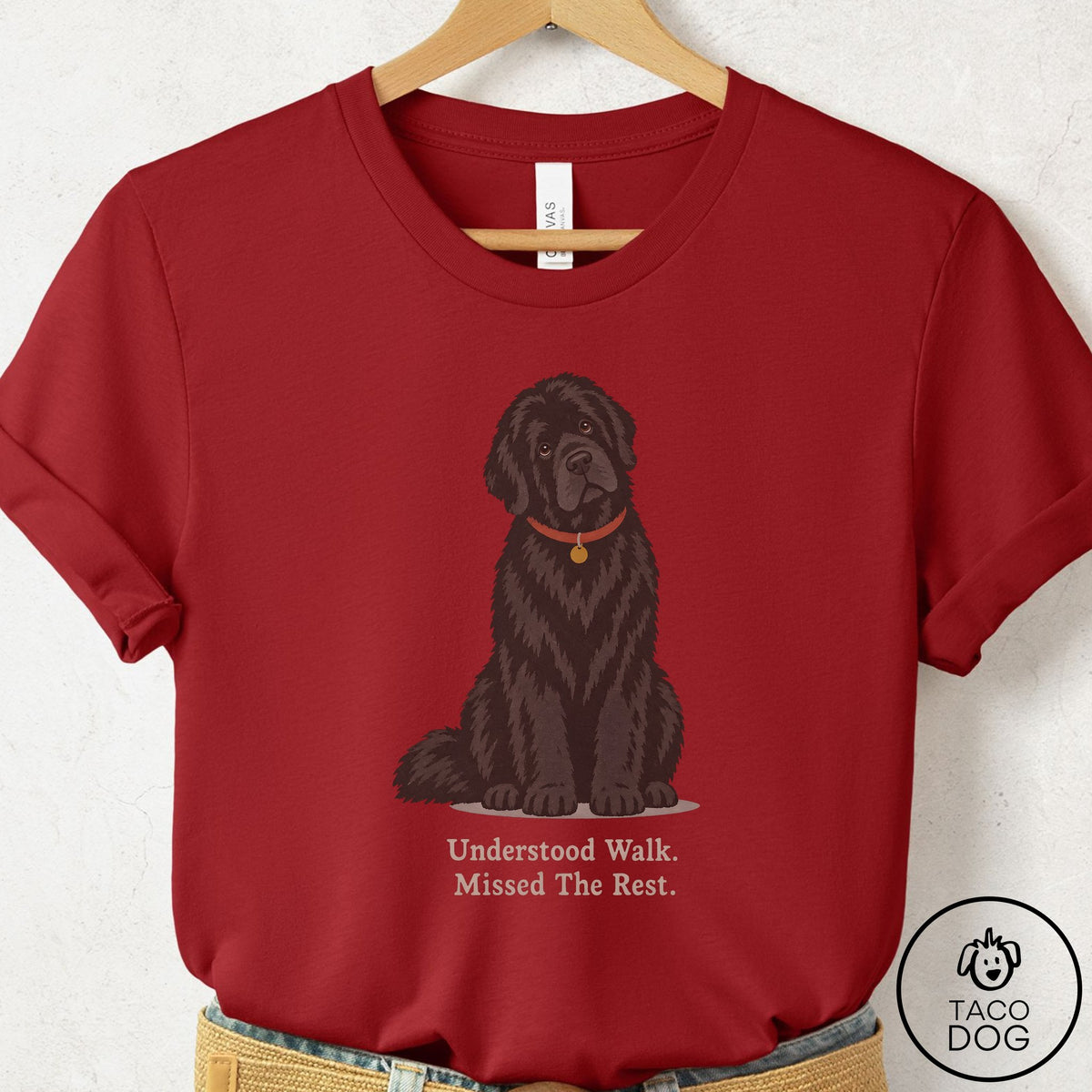 Newfoundland Understood Walk T-Shirt Canvas Red Taco-Dog