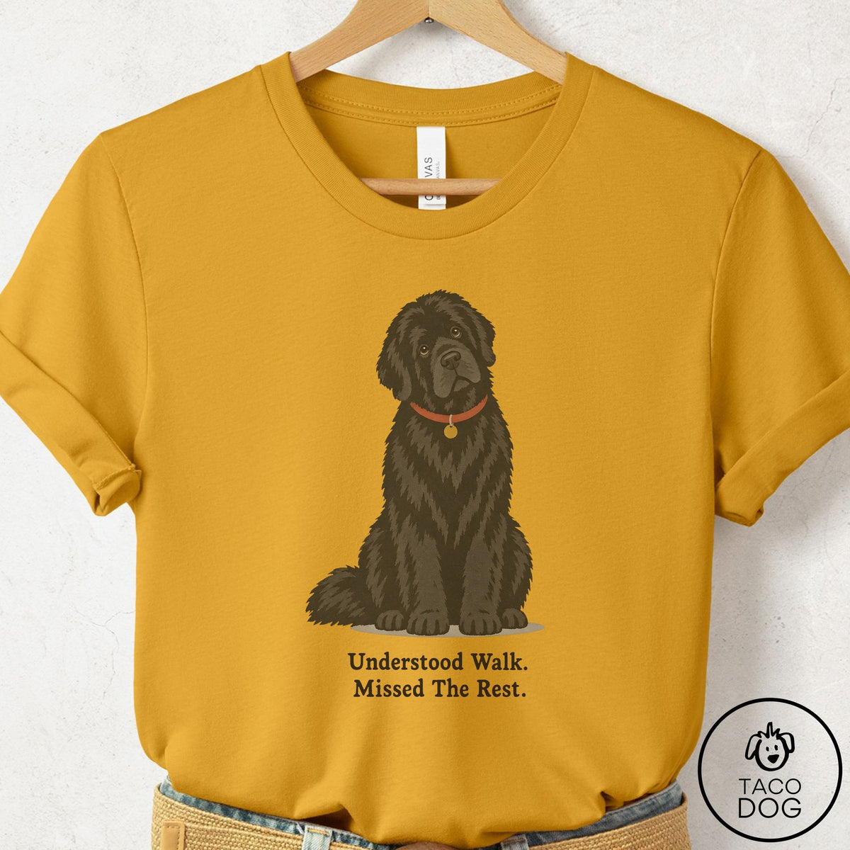 Newfoundland Understood Walk T-Shirt Mustard Taco-Dog
