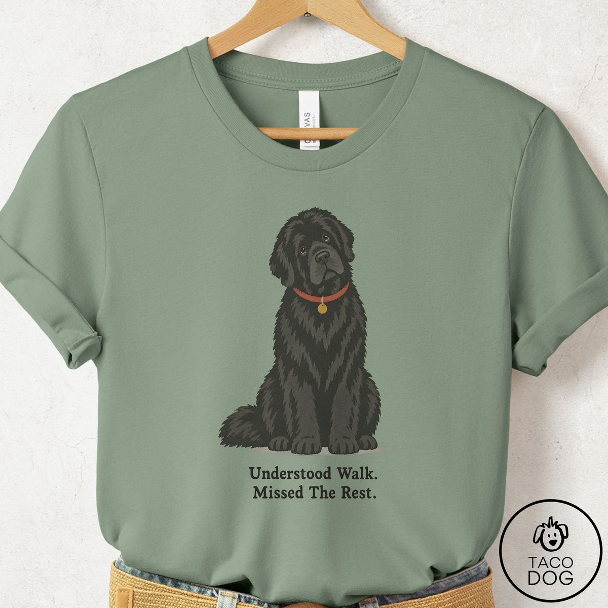 Newfoundland Understood Walk T-Shirt Sage Taco-Dog