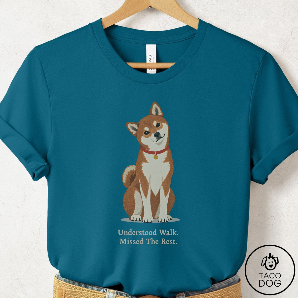Shiba Inu Understood Walk T-Shirt Deep Teal Taco-Dog