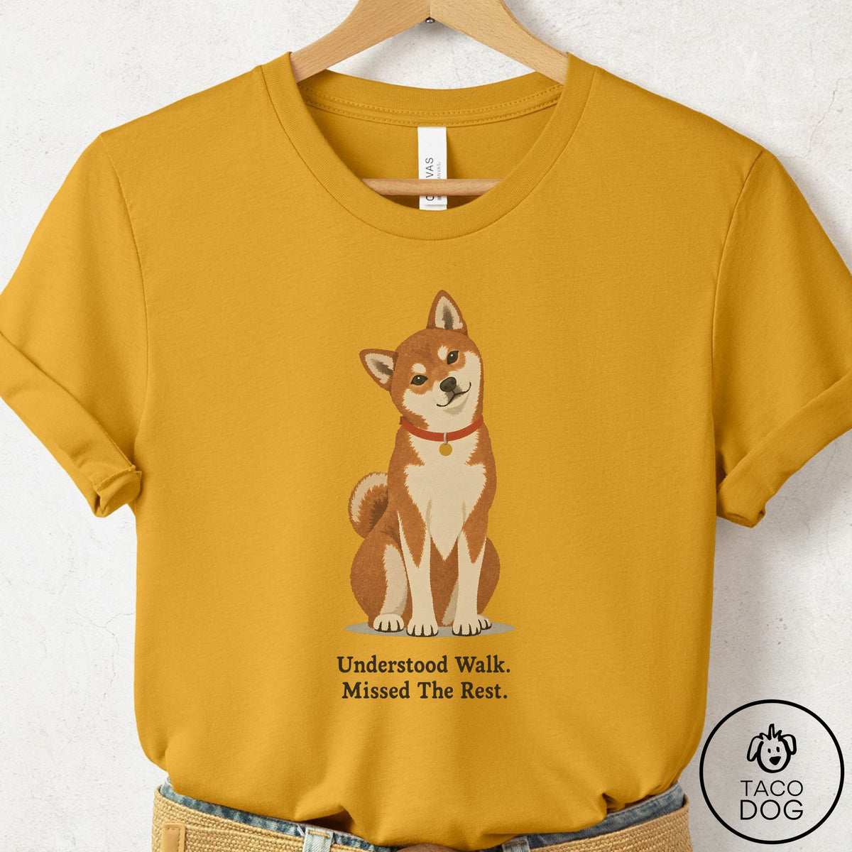 Shiba Inu Understood Walk T-Shirt Mustard Taco-Dog