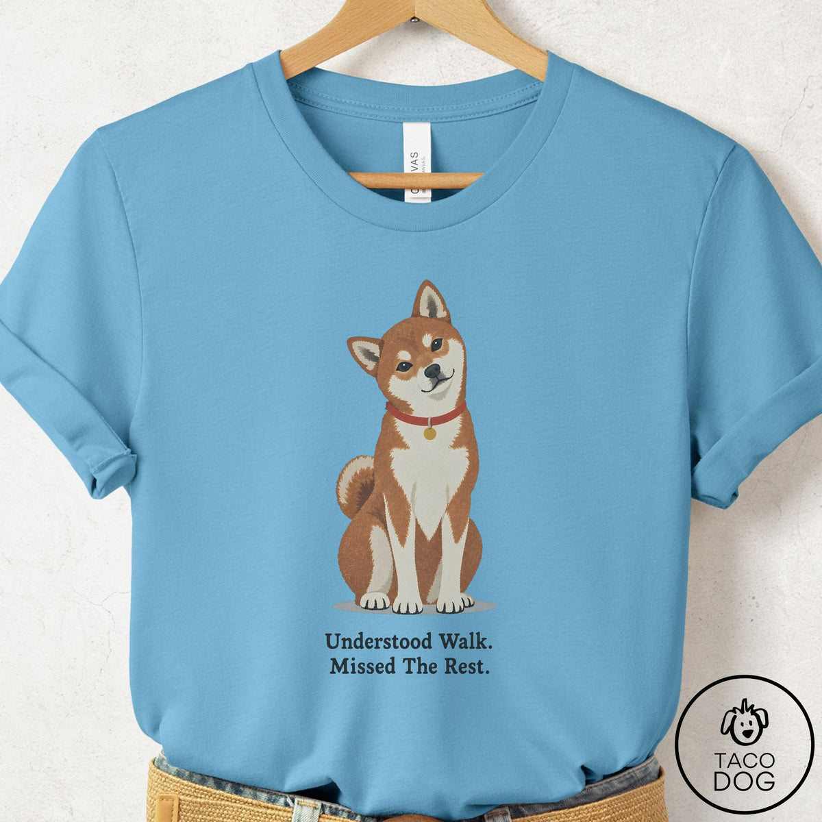 Shiba Inu Understood Walk T-Shirt Ocean Blue Taco-Dog