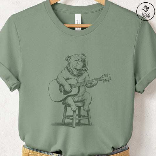 English Bulldog Unplugged T-Shirt Sage S Taco-Dog