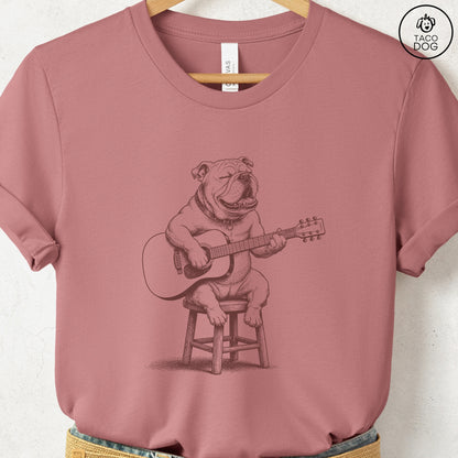 English Bulldog Unplugged T-Shirt Heather Mauve S Taco-Dog