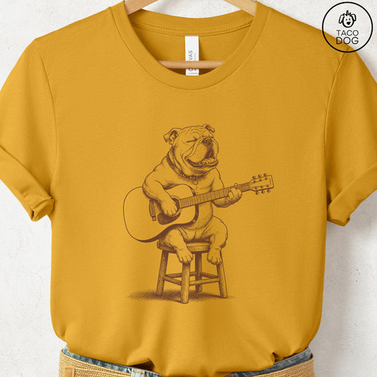 English Bulldog Unplugged T-Shirt Mustard S Taco-Dog