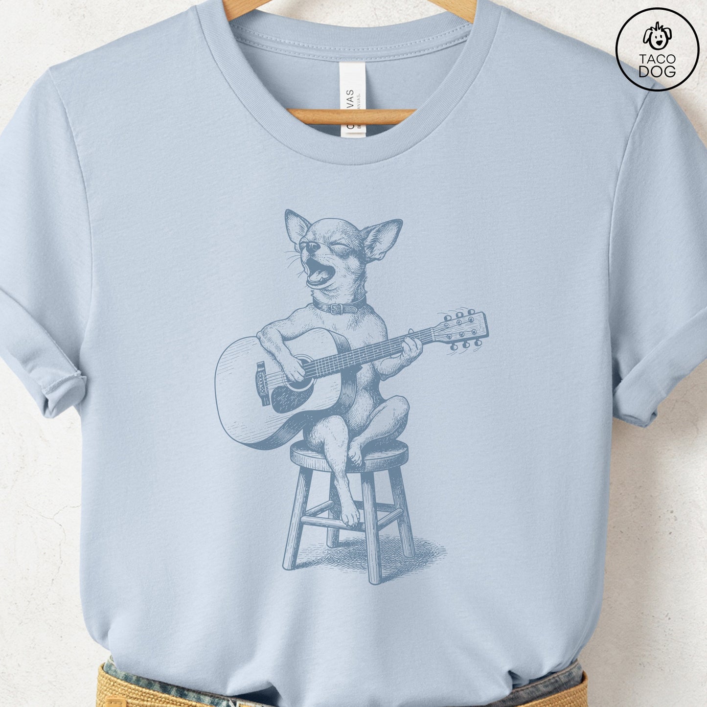 Chihuahua Unplugged T-Shirt Light Blue S Taco-Dog