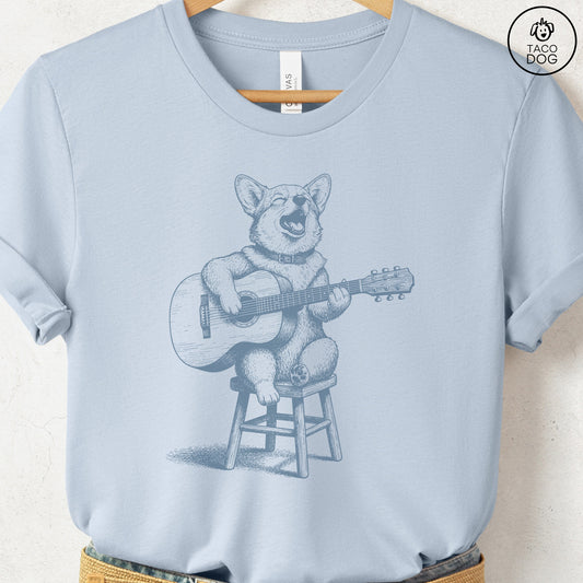 Corgi Unplugged T-Shirt Light Blue S Taco-Dog