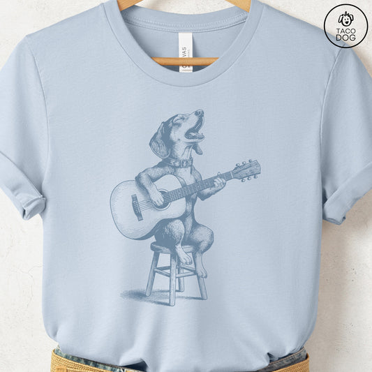 Dachshund Unplugged T-Shirt Light Blue S Taco-Dog