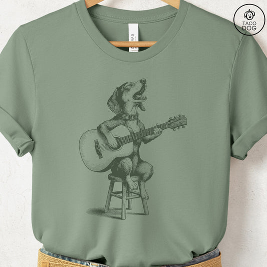 Dachshund Unplugged T-Shirt Sage S Taco-Dog
