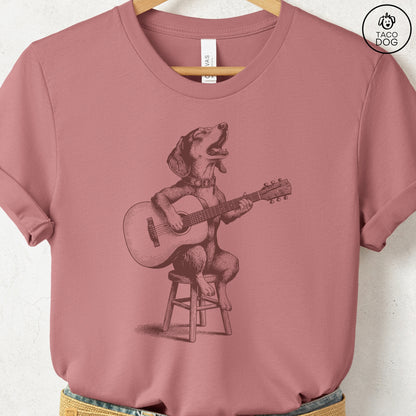 Dachshund Unplugged T-Shirt Heather Mauve S Taco-Dog