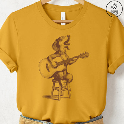 Dachshund Unplugged T-Shirt Mustard S Taco-Dog