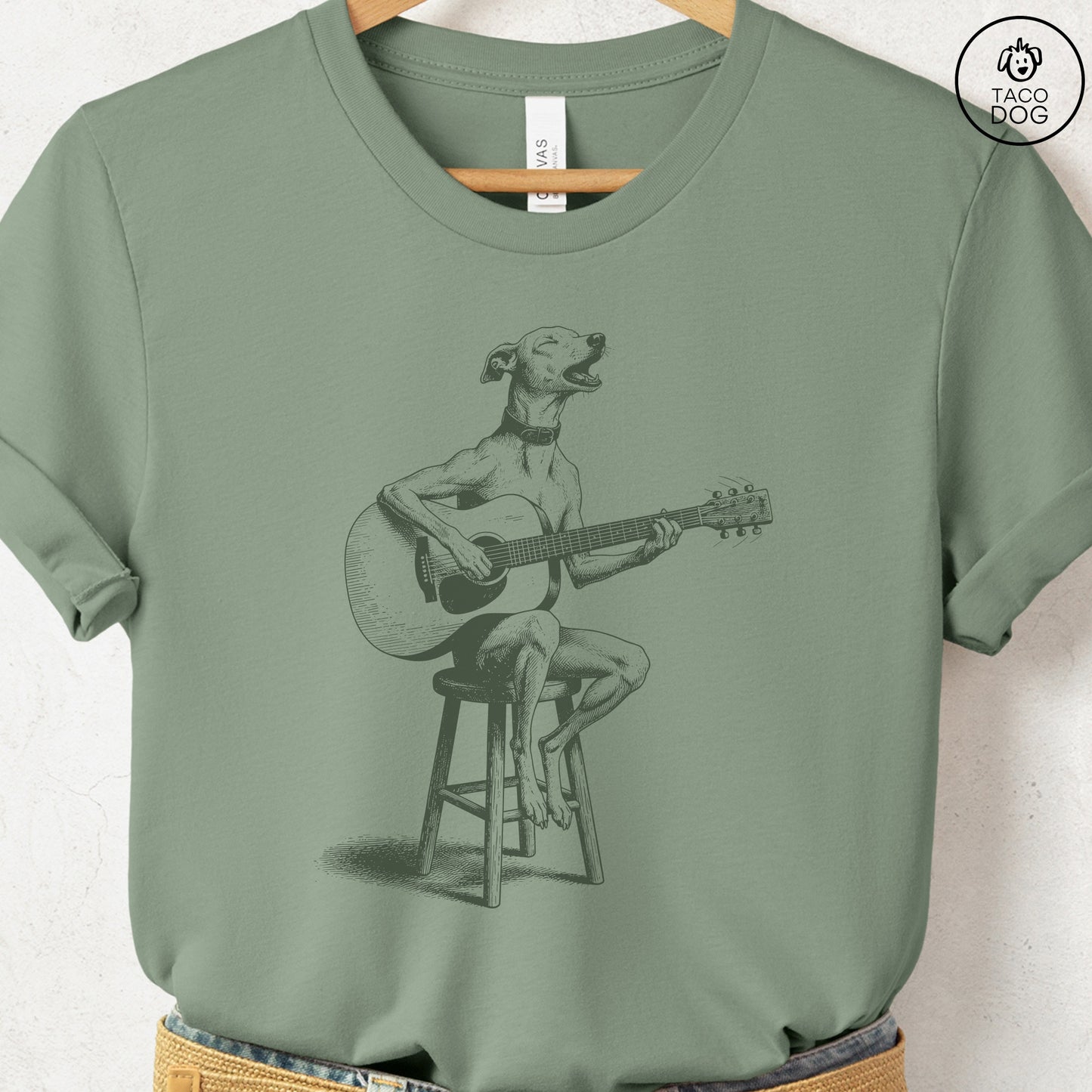 Italian Greyhound Whippet Unplugged T-Shirt Taco-Dog