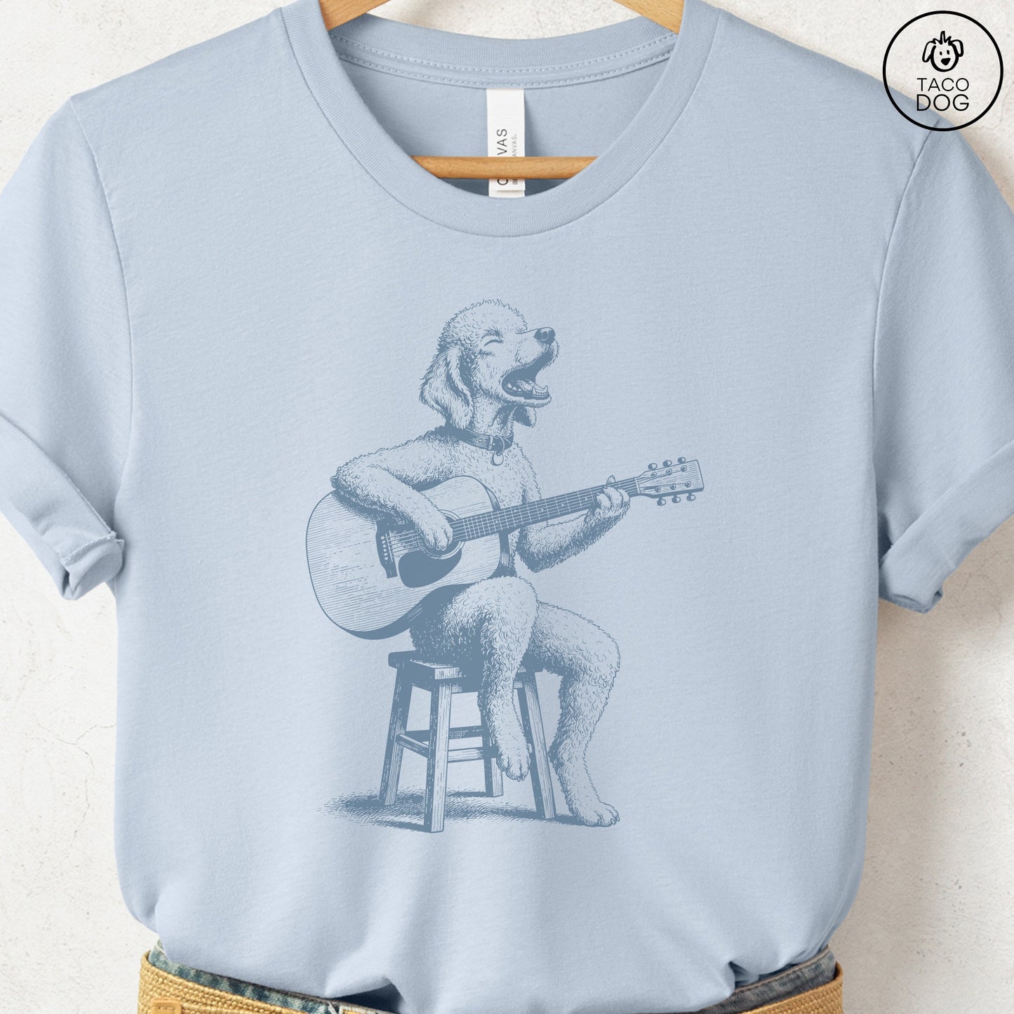 Poodle Unplugged T-Shirt Light Blue S Taco-Dog