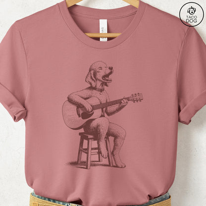 Poodle Unplugged T-Shirt Heather Mauve S Taco-Dog