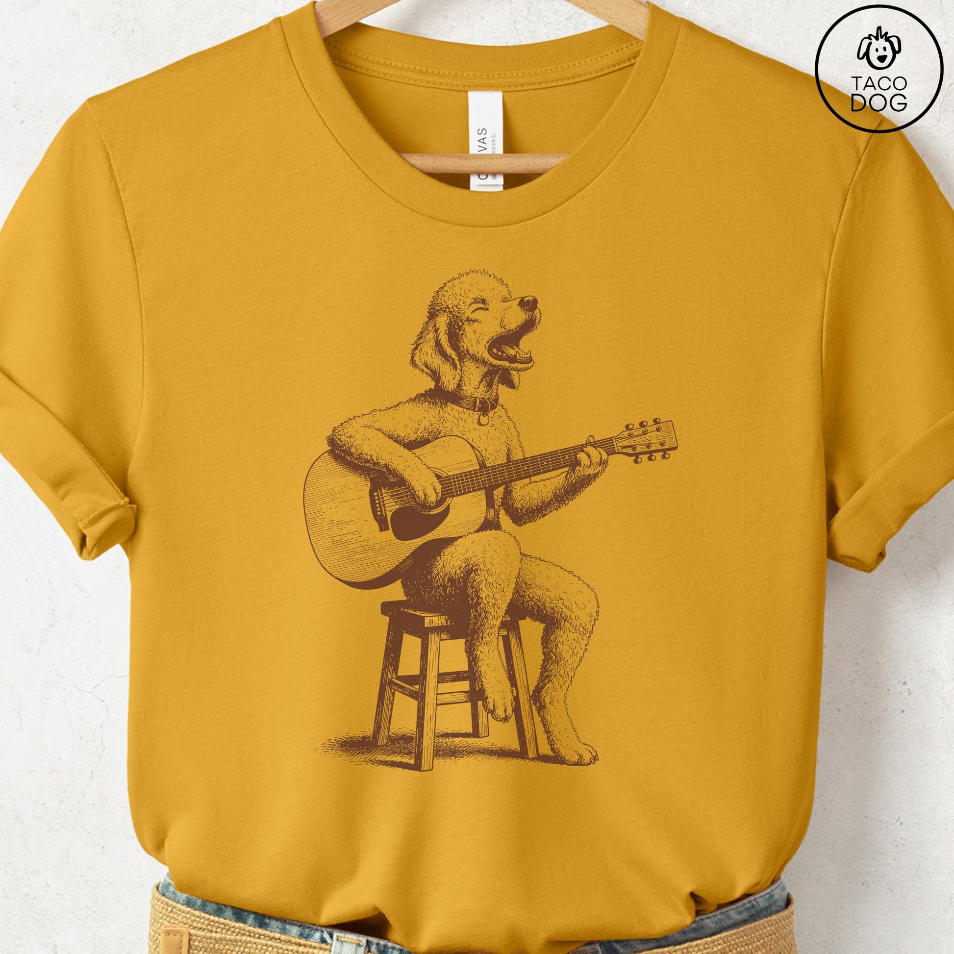 Poodle Unplugged T-Shirt Mustard S Taco-Dog