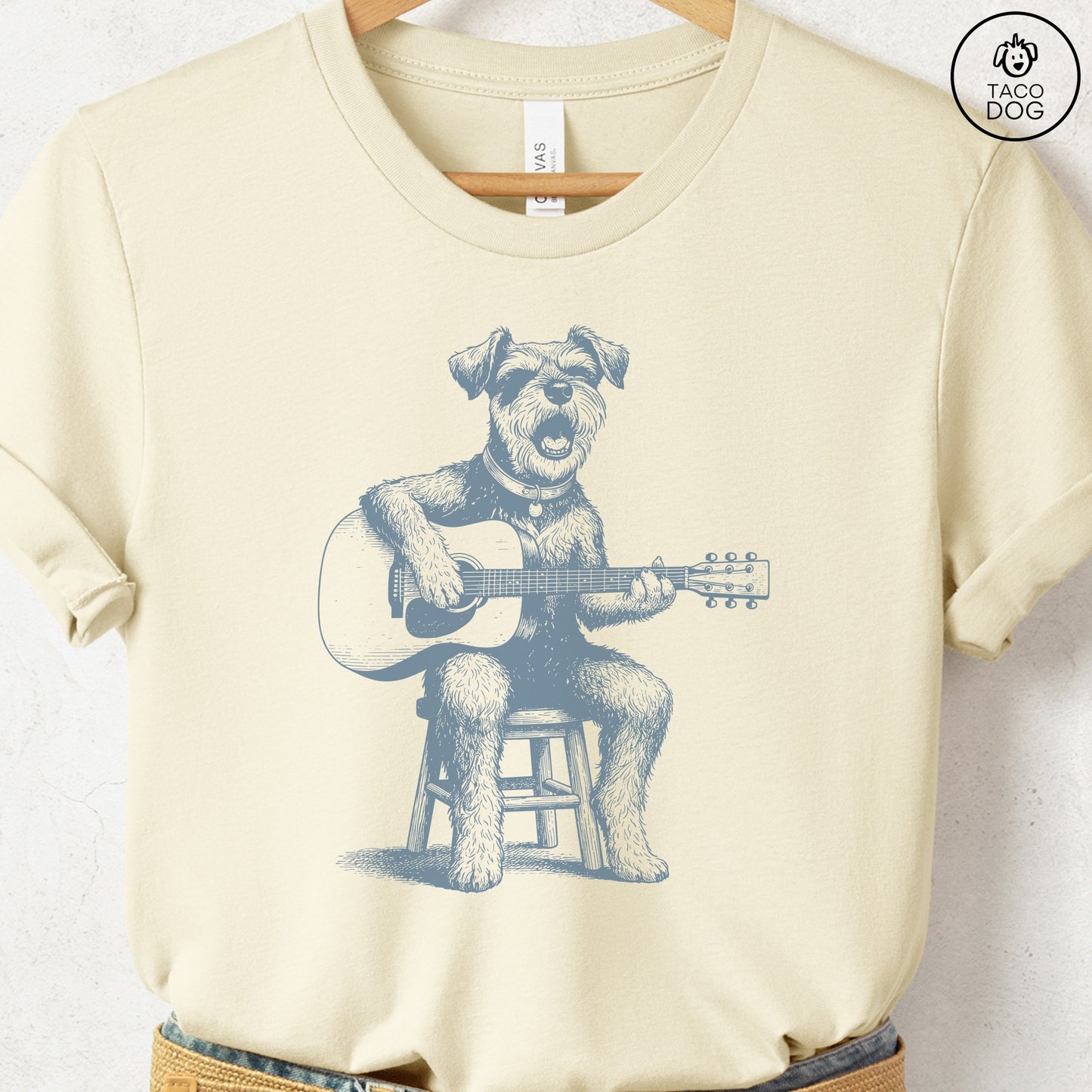 Schnauzer Unplugged T-Shirt Natural S Taco-Dog