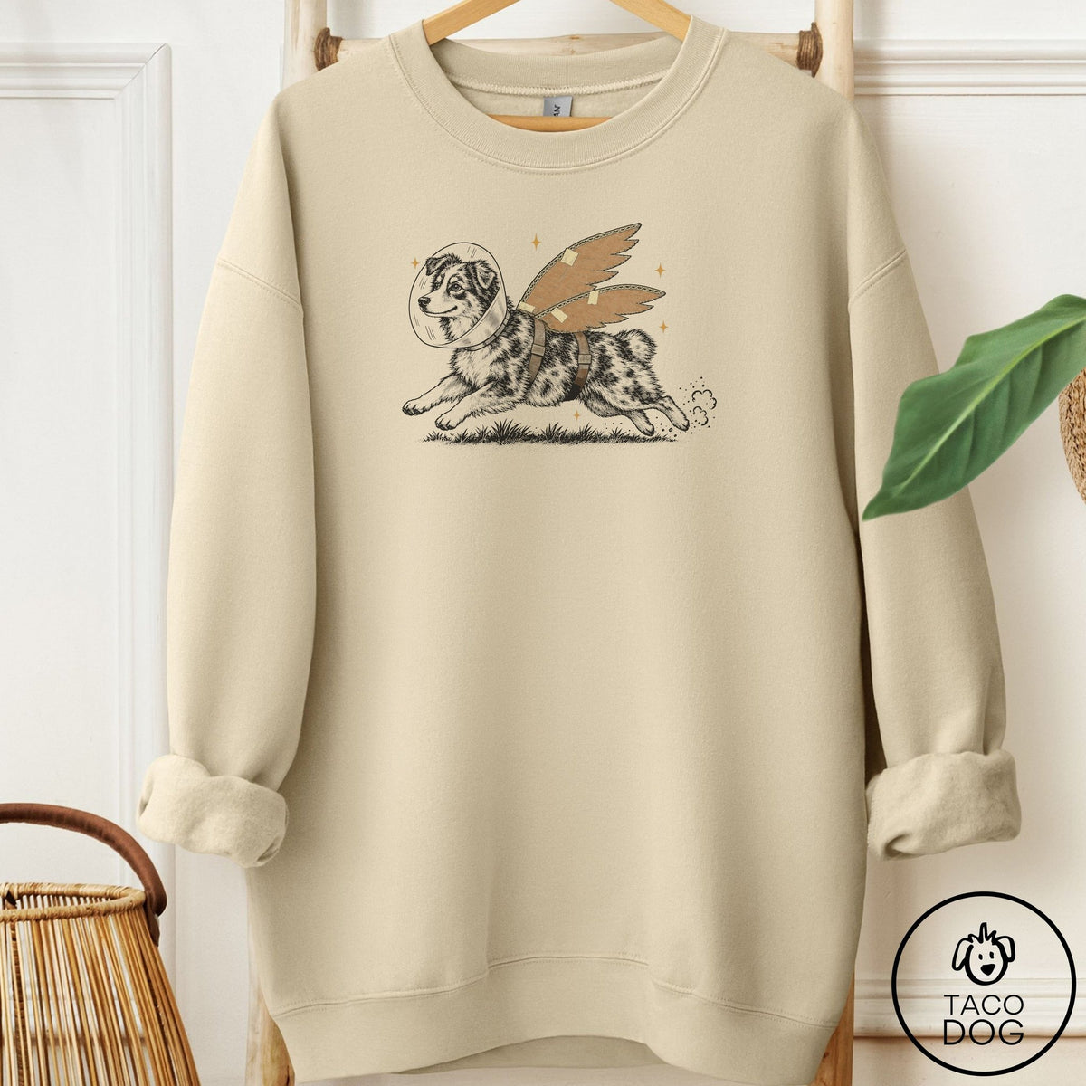 Australian Shepherd Vet Wings Sweatshirt Sand Taco-Dog