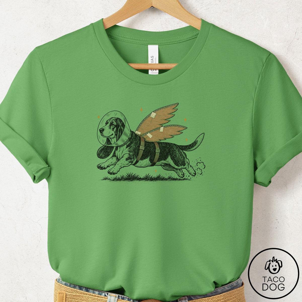 Basset Hound Vet Wings T-Shirt Leaf Taco-Dog