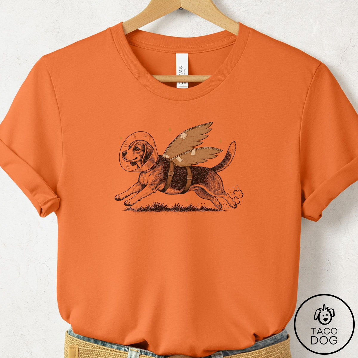 Beagle Vet Wings T-Shirt Burnt Orange Taco-Dog