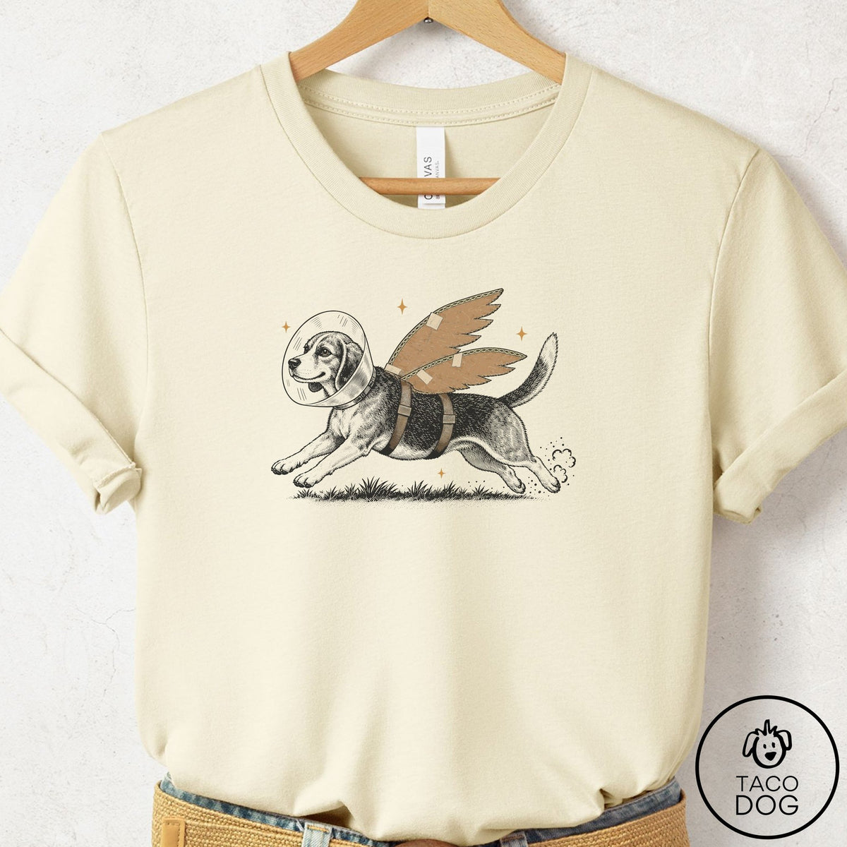 Beagle Vet Wings T-Shirt Natural Taco-Dog