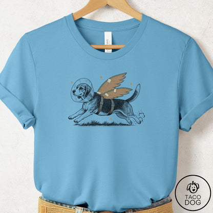 Beagle Vet Wings T-Shirt Ocean Blue Taco-Dog