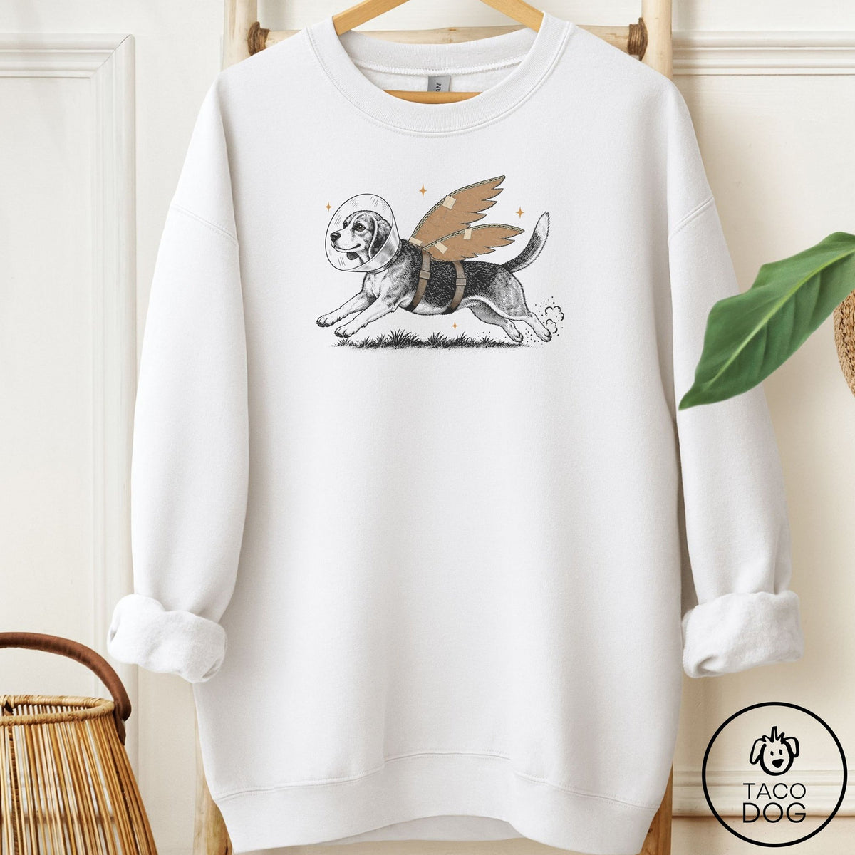 Beagle Vet Wings Sweatshirt White Taco-Dog