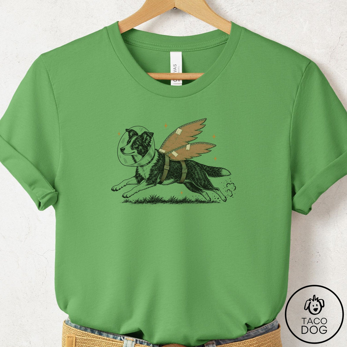 Border Collie Vet Wings T-Shirt Leaf Taco-Dog