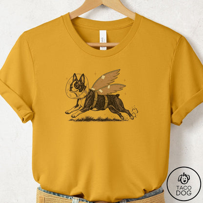 Boston Terrier Vet Wings T-Shirt Mustard Taco-Dog