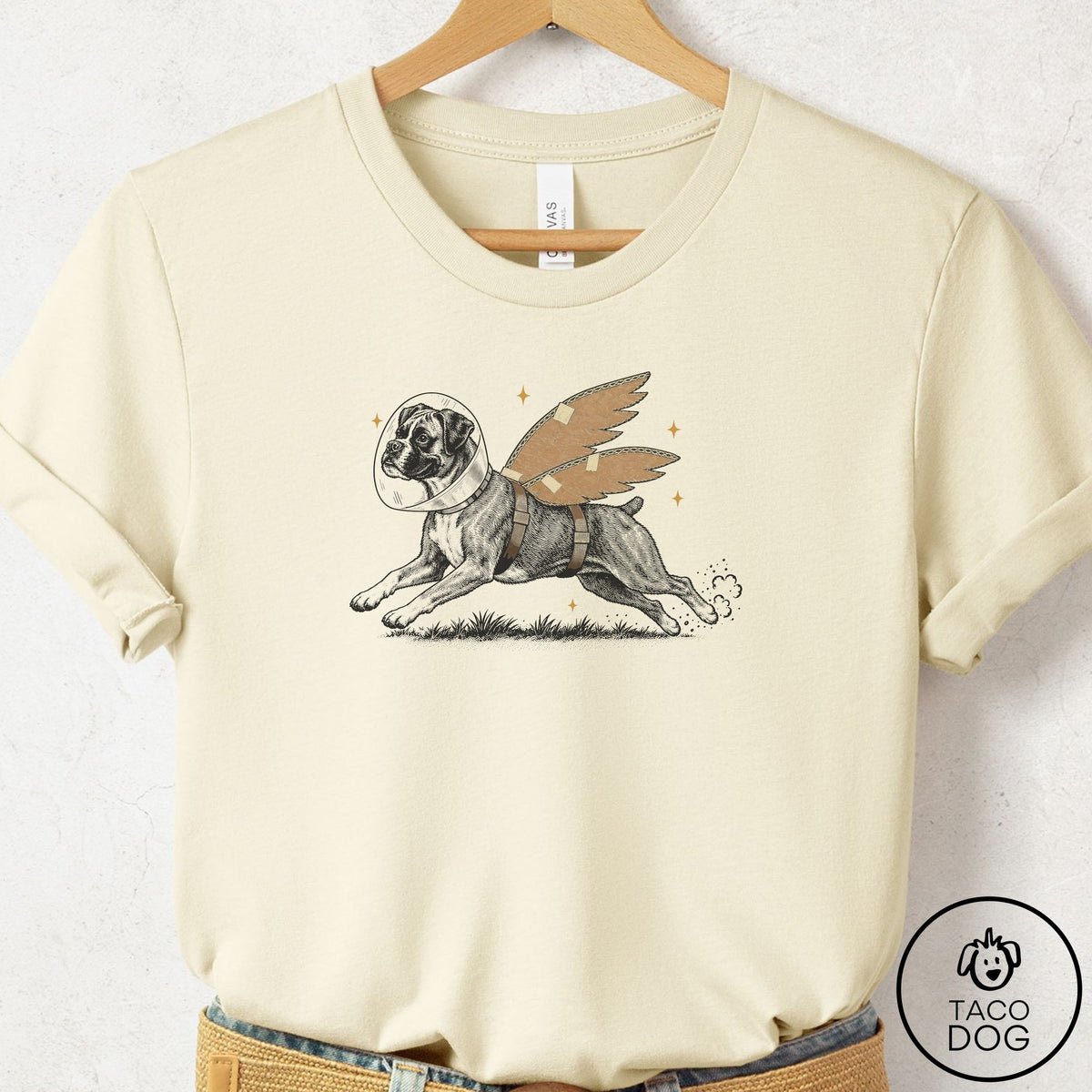 Boxer Vet Wings T-Shirt Natural Taco-Dog