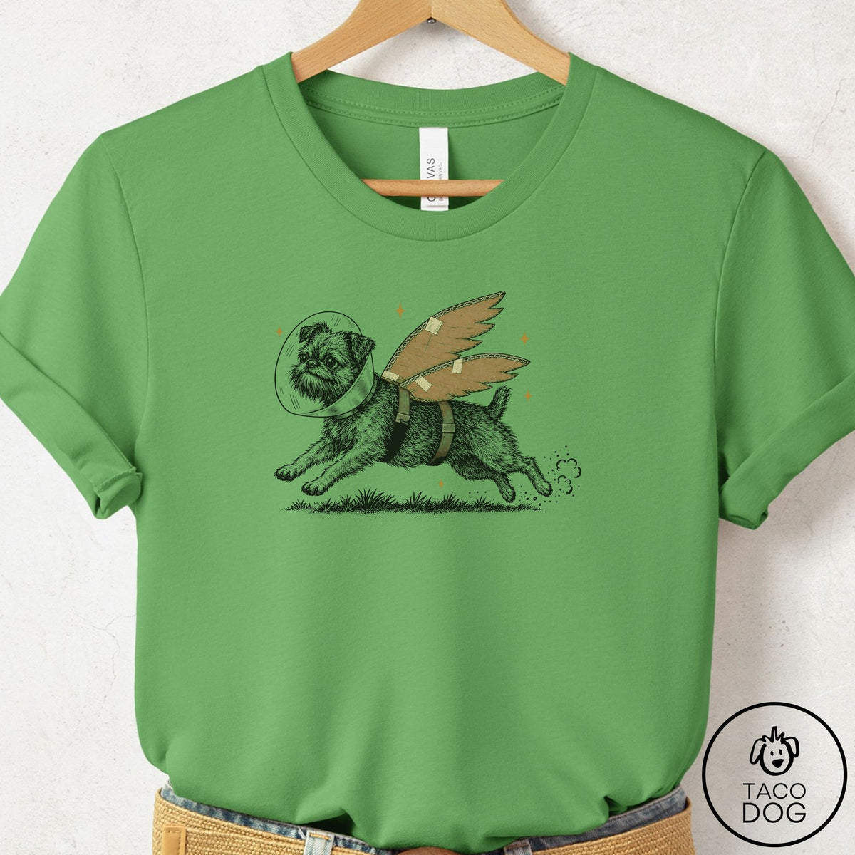 Brussels Griffon Vet Wings T-Shirt Leaf Taco-Dog