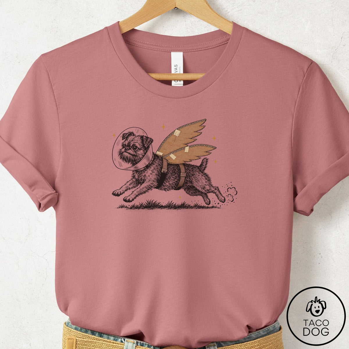 Brussels Griffon Vet Wings T-Shirt Mauve Taco-Dog