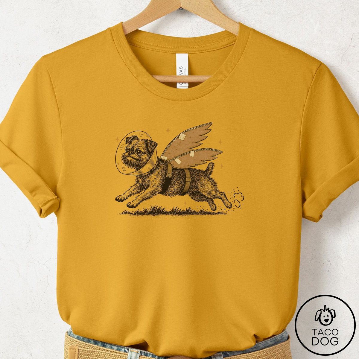 Brussels Griffon Vet Wings T-Shirt Mustard Taco-Dog