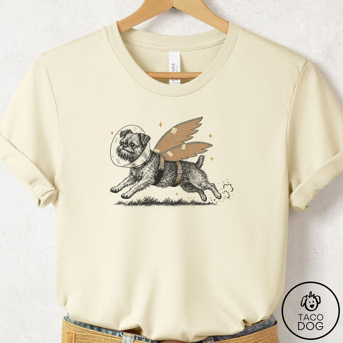 Brussels Griffon Vet Wings T-Shirt Natural Taco-Dog