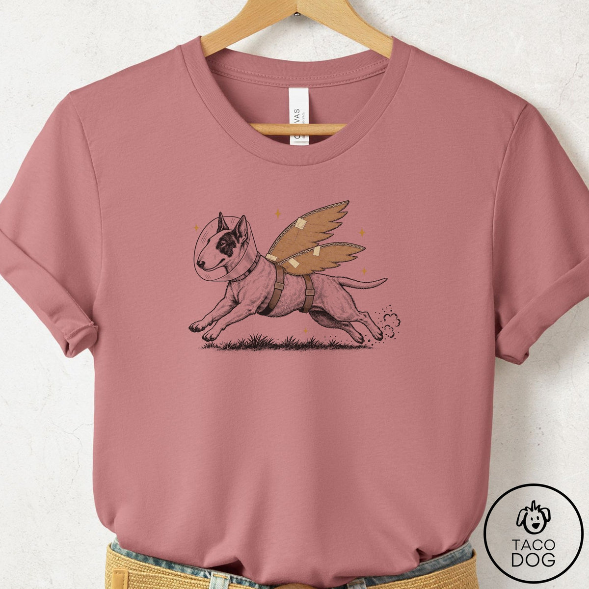 Bull Terrier Vet Wings T-Shirt Mauve Taco-Dog