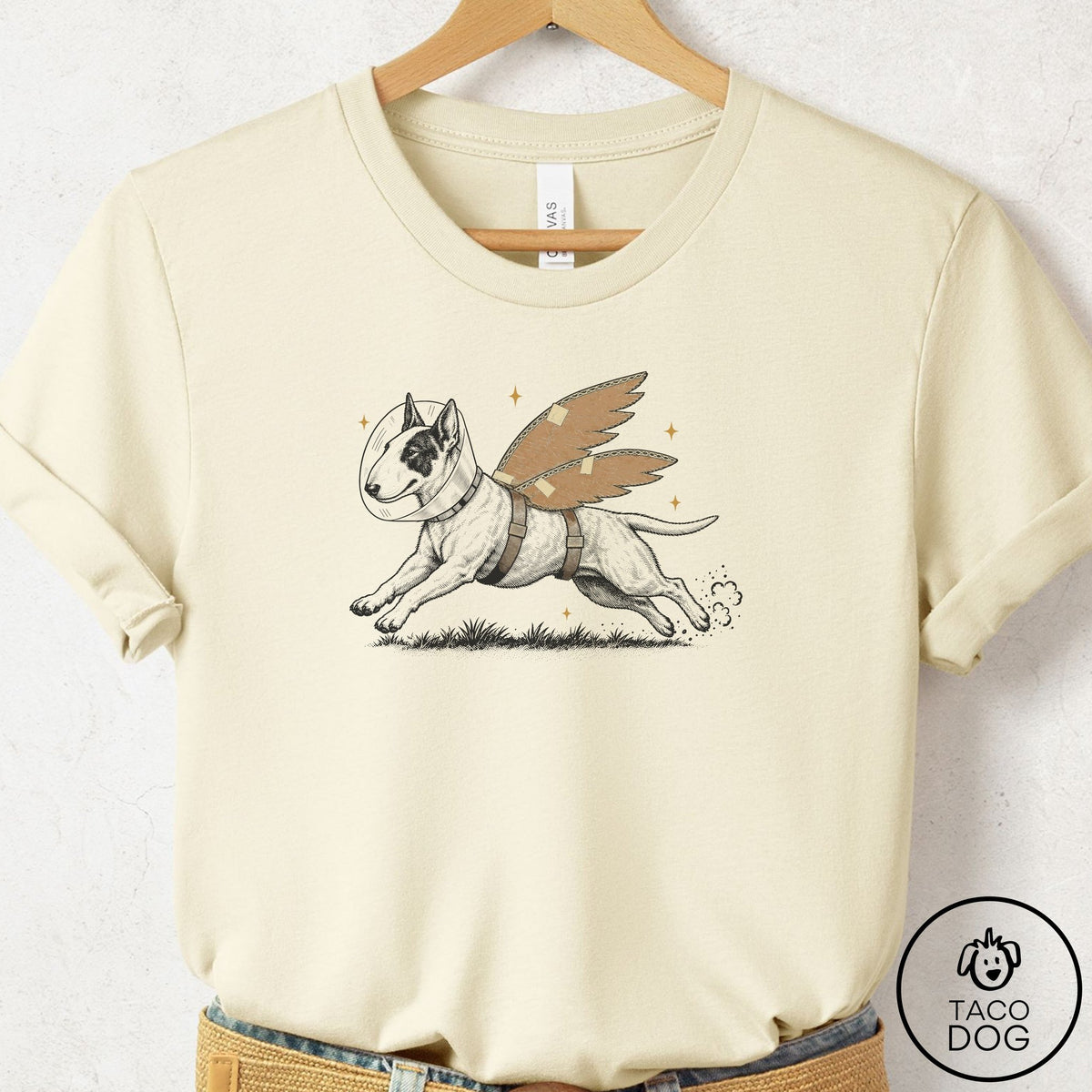 Bull Terrier Vet Wings T-Shirt Natural Taco-Dog