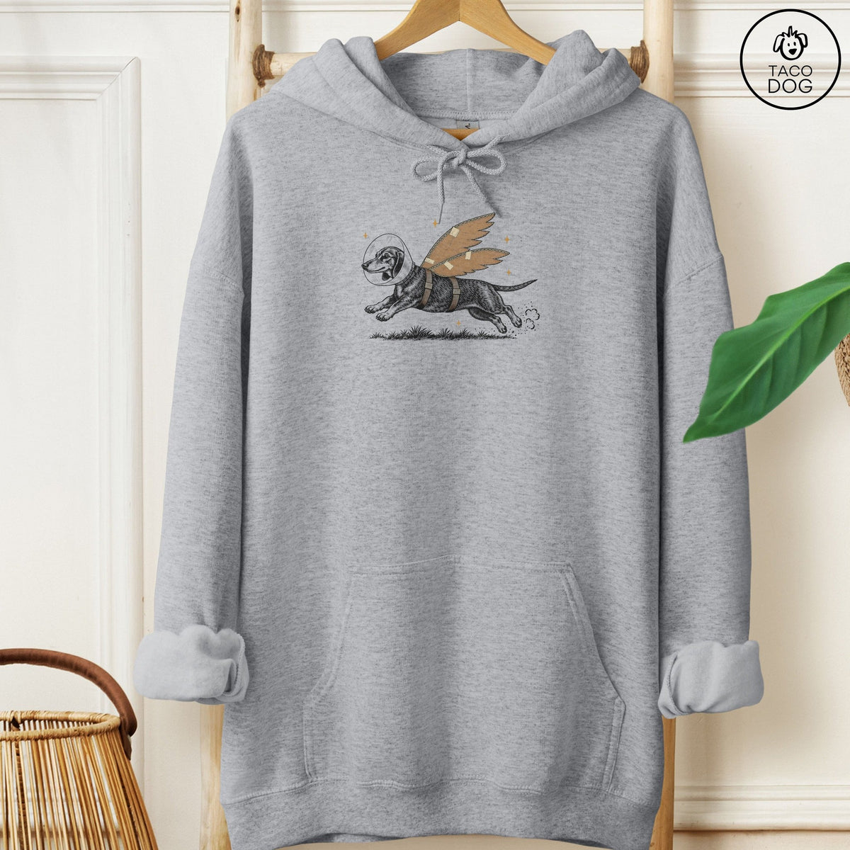 Dachshund Vet Wings Hoodie Graphite Heather Taco-Dog