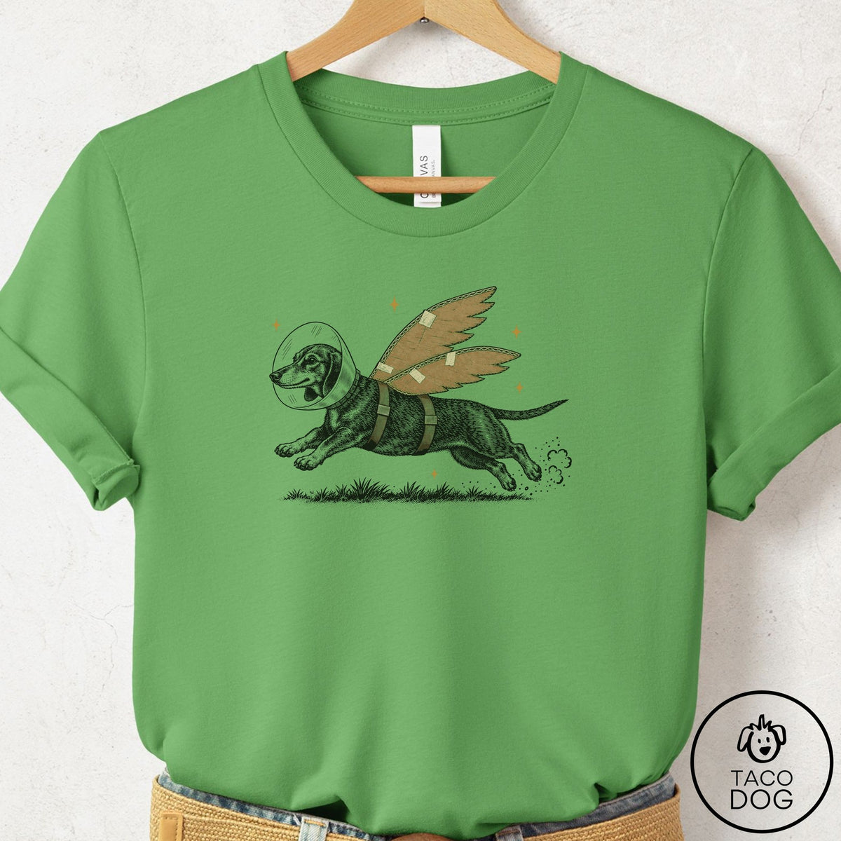 Dachshund Vet Wings T-Shirt Leaf Taco-Dog