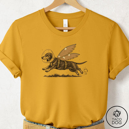 Dachshund Vet Wings T-Shirt Mustard Taco-Dog