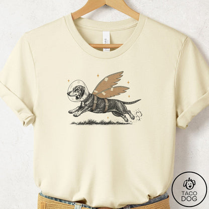 Dachshund Vet Wings T-Shirt Natural Taco-Dog