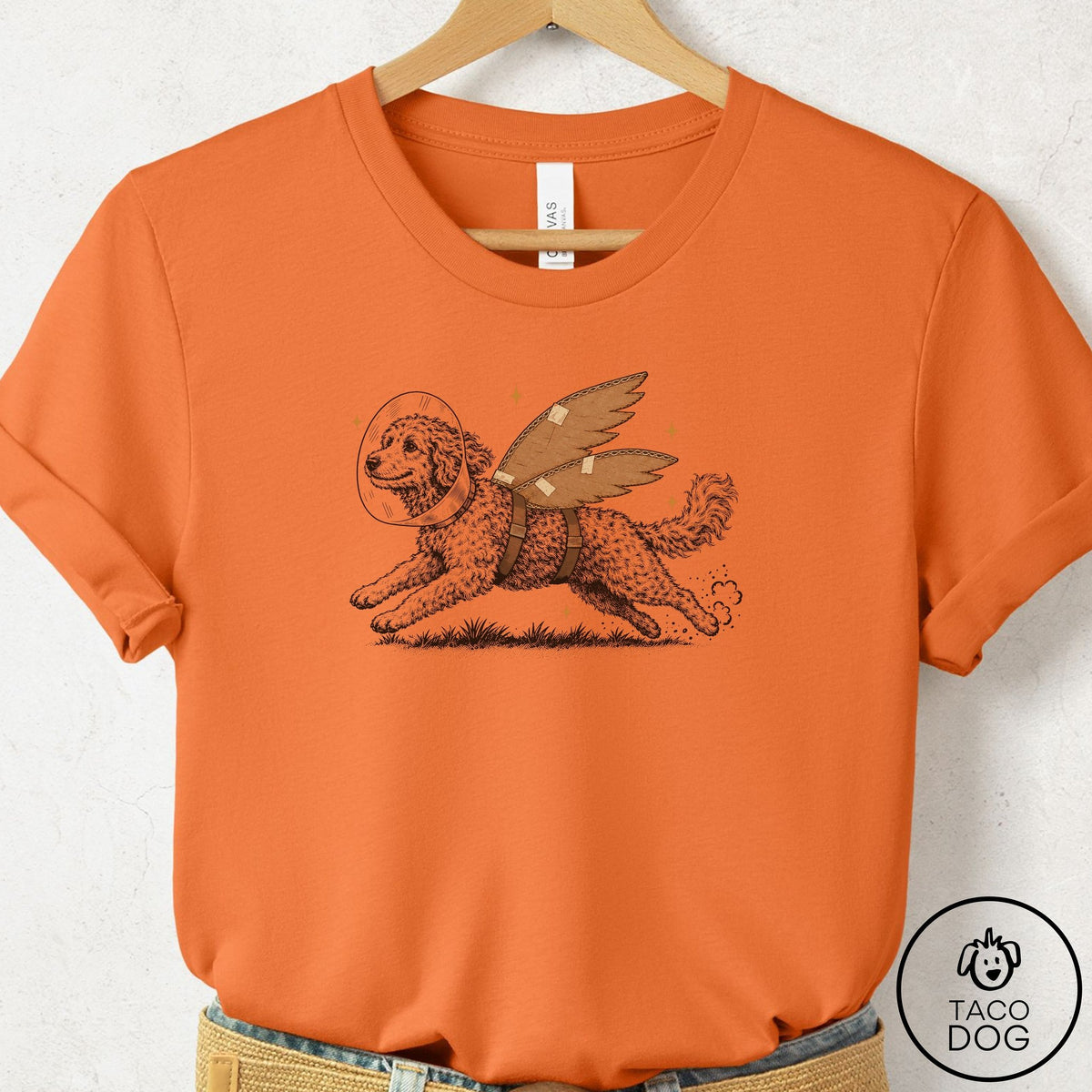 Doodle Vet Wings T-Shirt, design close-up