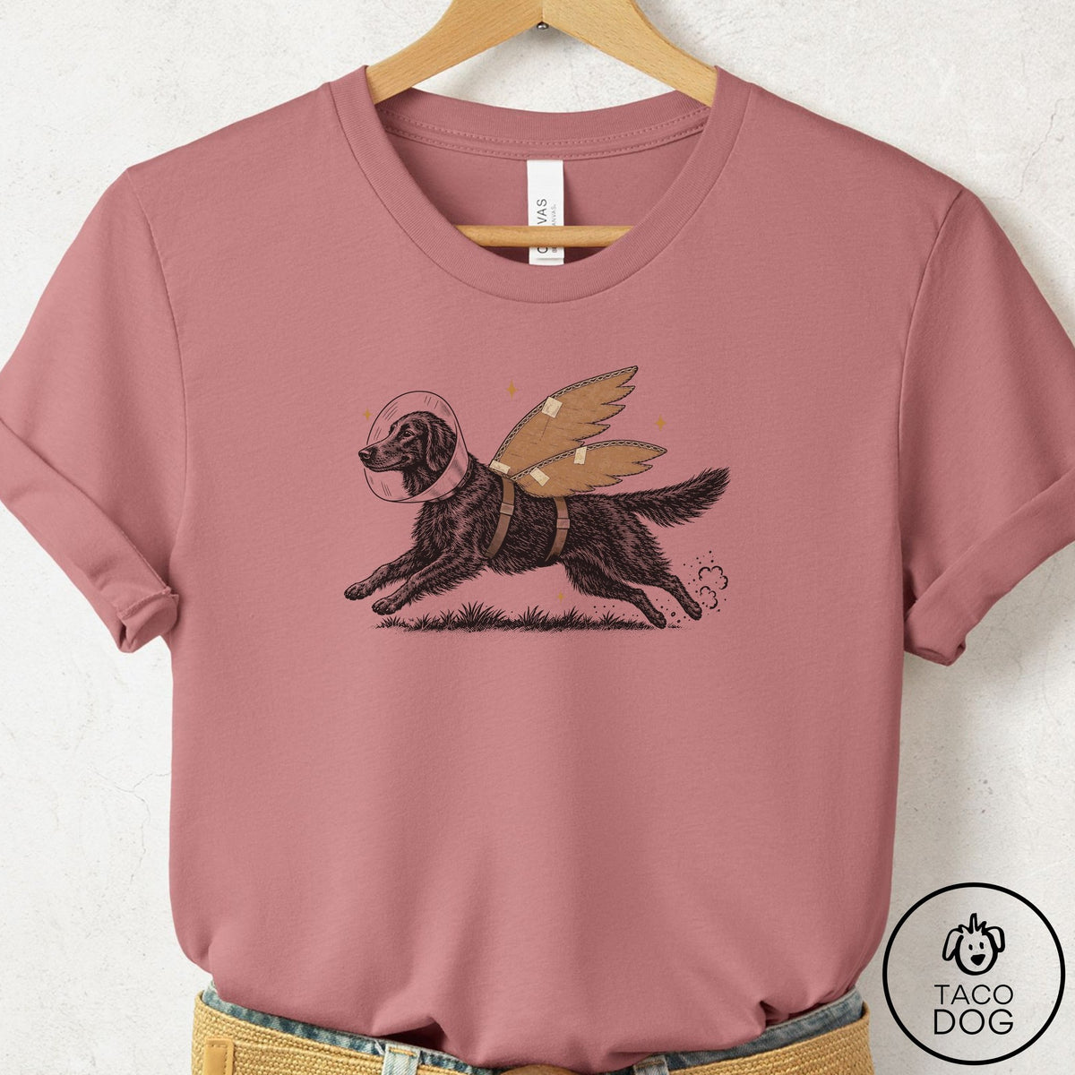 Flat-Coated Retriever Vet Wings T-Shirt Mauve Taco-Dog