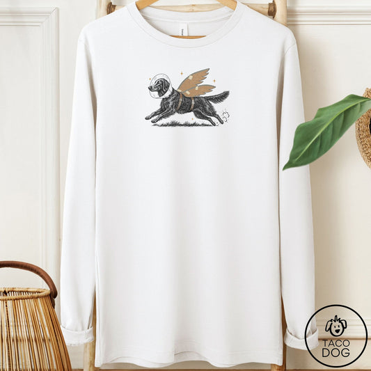 Flat-Coated Retriever Vet Wings Long Sleeve Tee White Taco-Dog