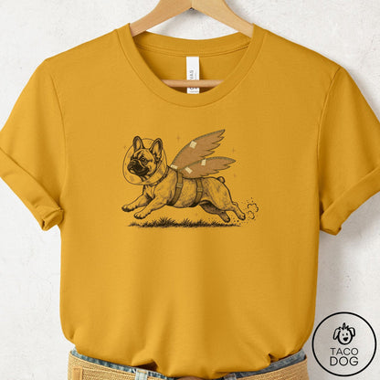 French Bulldog Frenchie Vet Wings T-Shirt Mustard Taco-Dog