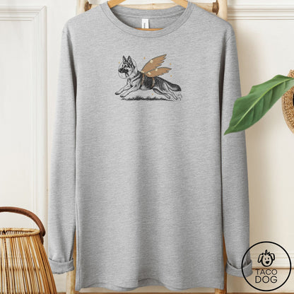 German Shepherd Vet Wings Long Sleeve Tee Athletic Heather Taco-Dog
