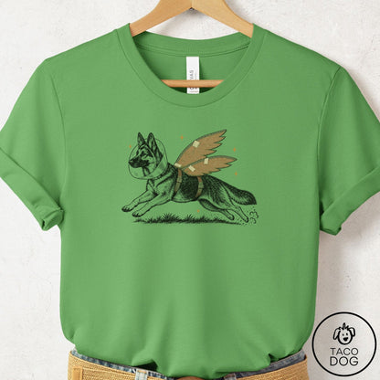 German Shepherd Vet Wings T-Shirt Leaf Taco-Dog