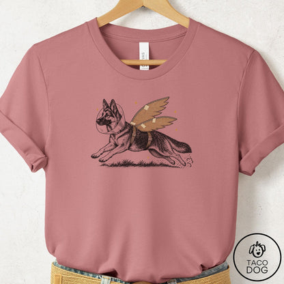German Shepherd Vet Wings T-Shirt Mauve Taco-Dog